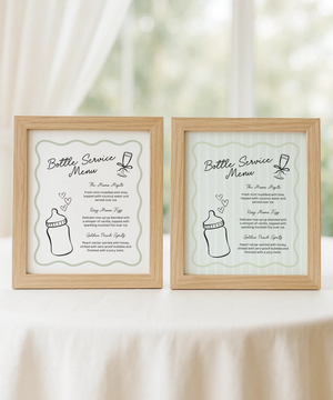 Sage Green Bottle Service Menu Baby Shower Sign BS278
