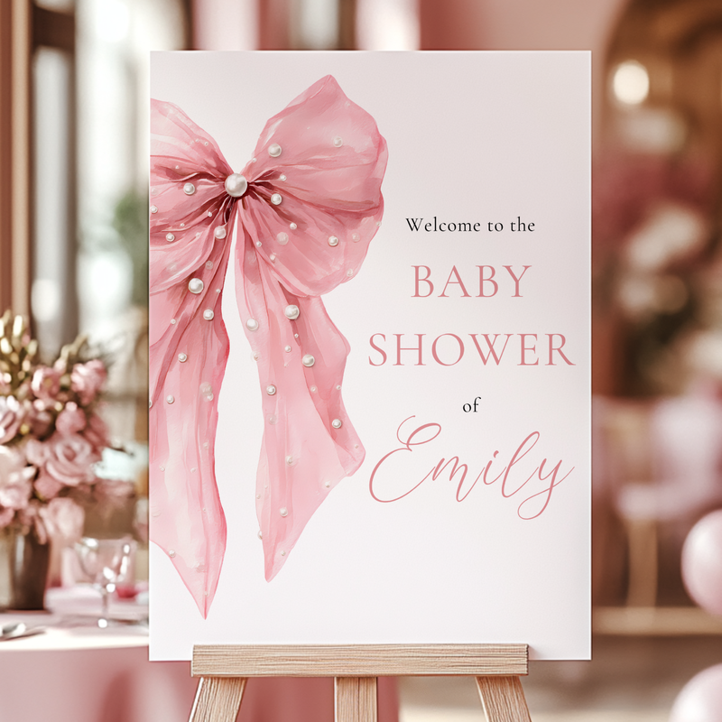Pink Bow Baby Shower Templates Bundle BS164