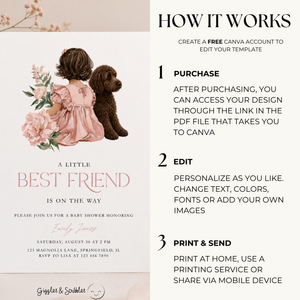Dark Brown Labradoodle Baby Shower Invitation BS291