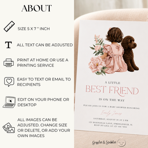 Dark Brown Labradoodle Baby Shower Invitation BS291