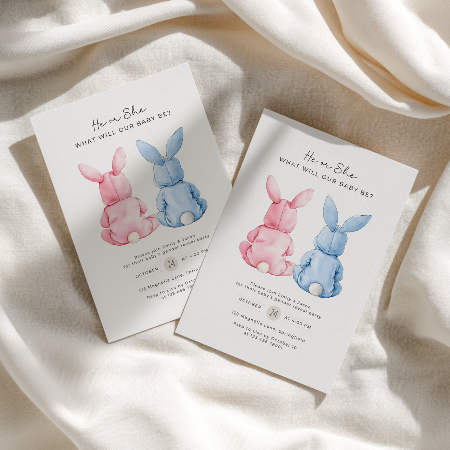 Bunny Gender Reveal Invitation BS290