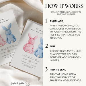 Bunny Gender Reveal Invitation BS290
