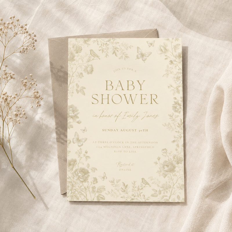 Elegant Butter Yellow Baby Shower Invitation BS187