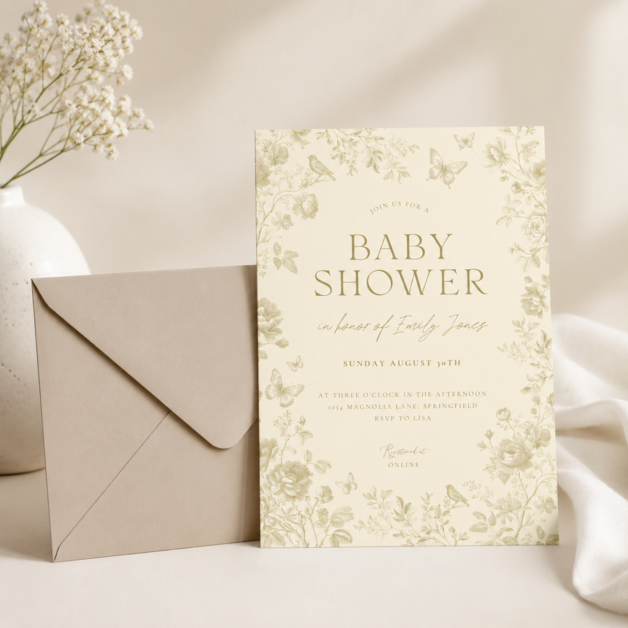 Elegant Butter Yellow Baby Shower Invitation BS187
