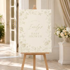 Butter Yellow Baby Shower Welcome Sign - Toile de Jouy BS187