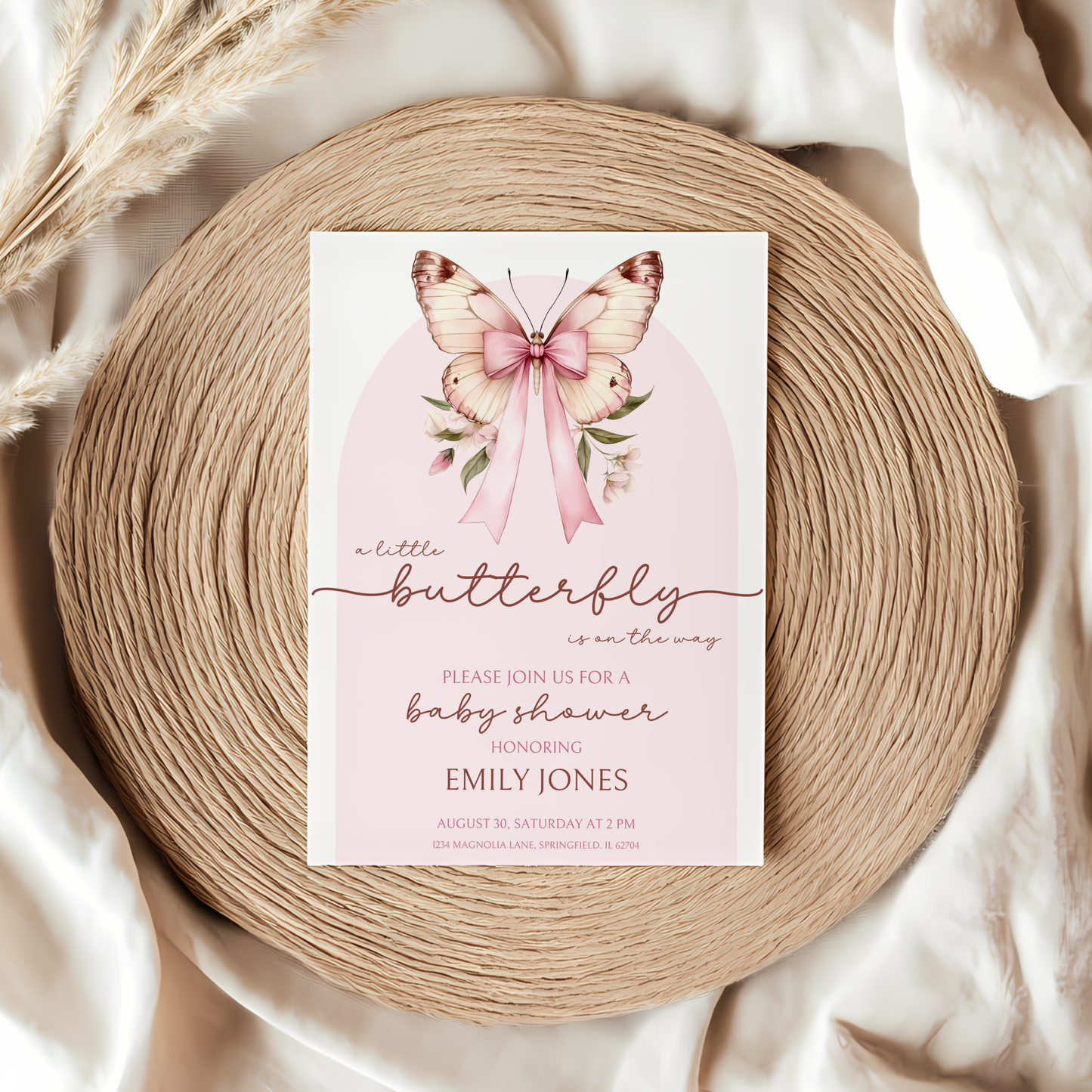 Baby Shower Invitation - Pink Butterfly BS39