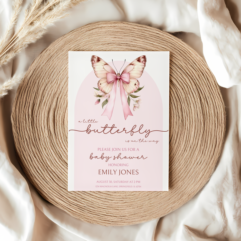 Baby Shower Invitation - Pink Butterfly BS39