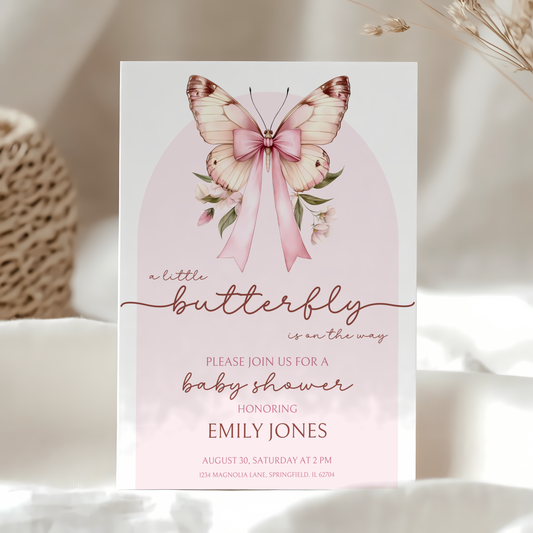 Baby Shower Invitation - Pink Butterfly BS39
