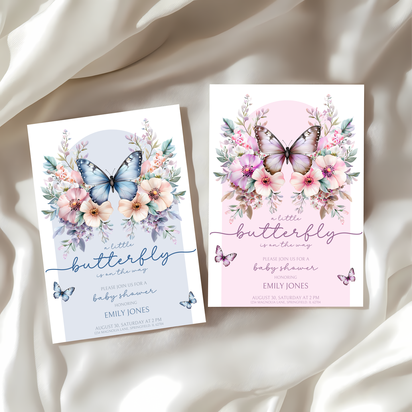 Baby Shower Invitation - Blue Butterfly BS40