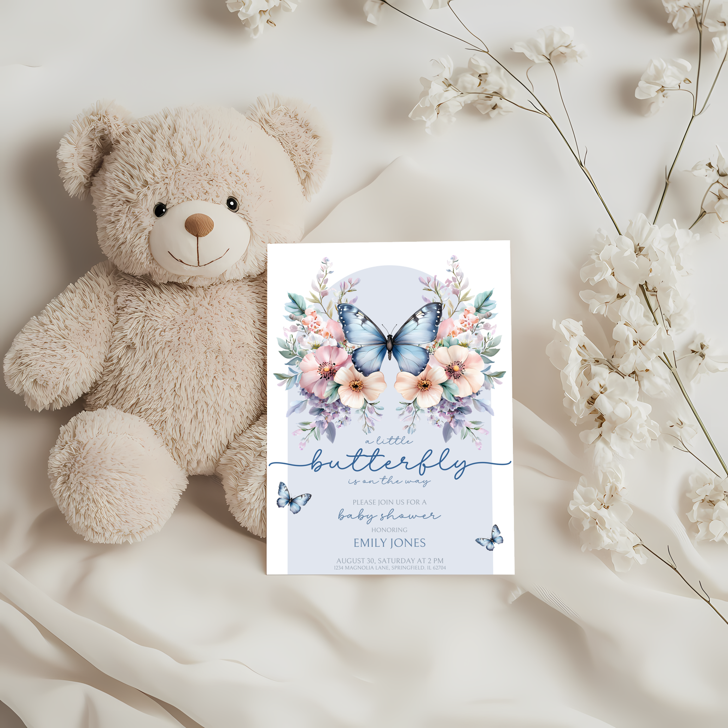 Baby Shower Invitation - Blue Butterfly BS40