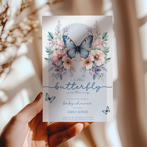 Baby Shower Invitation Bundle - Blue Butterfly BS40