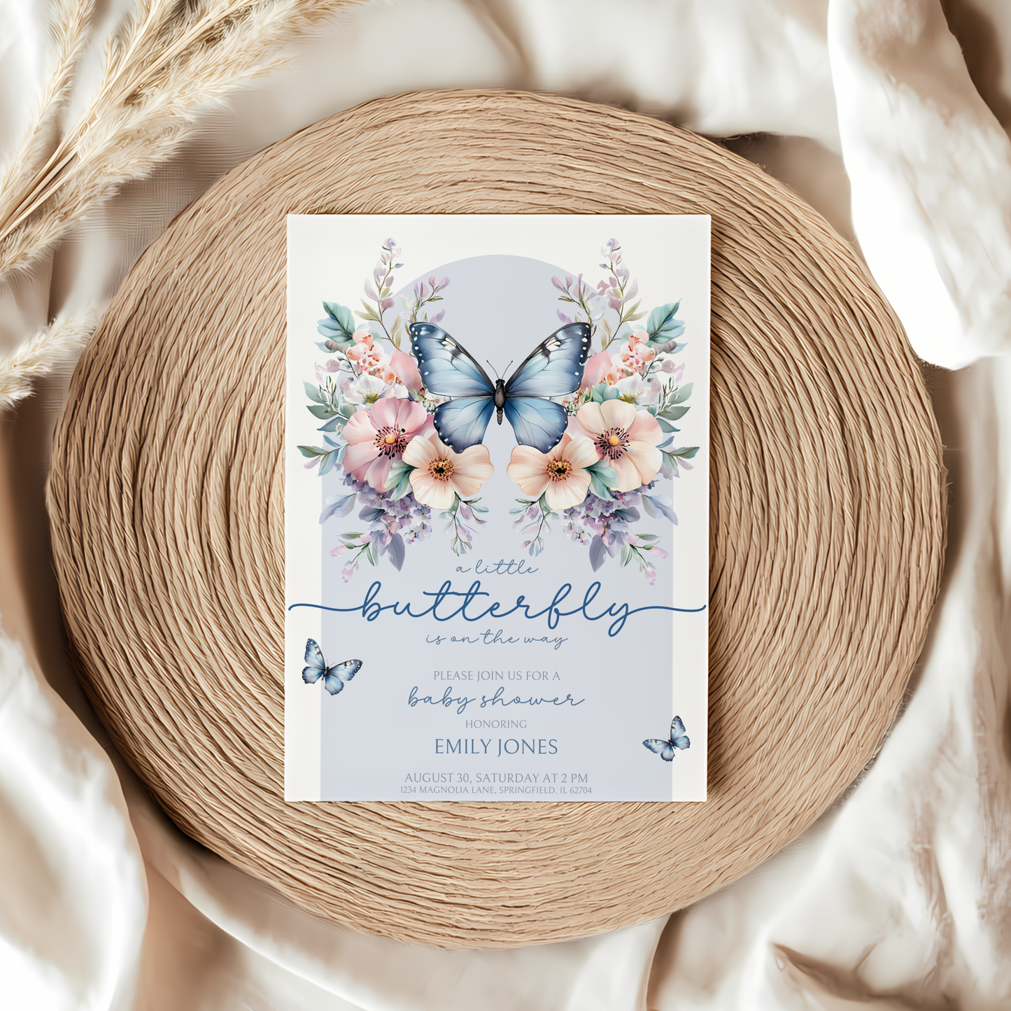 Baby Shower Invitation - Blue Butterfly BS40