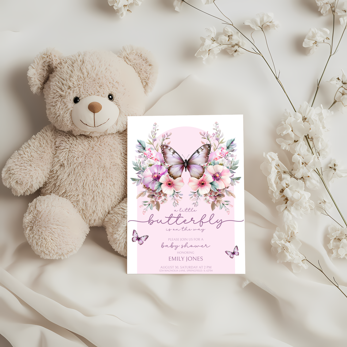 Baby Shower Invitation - Pink Butterfly BS41