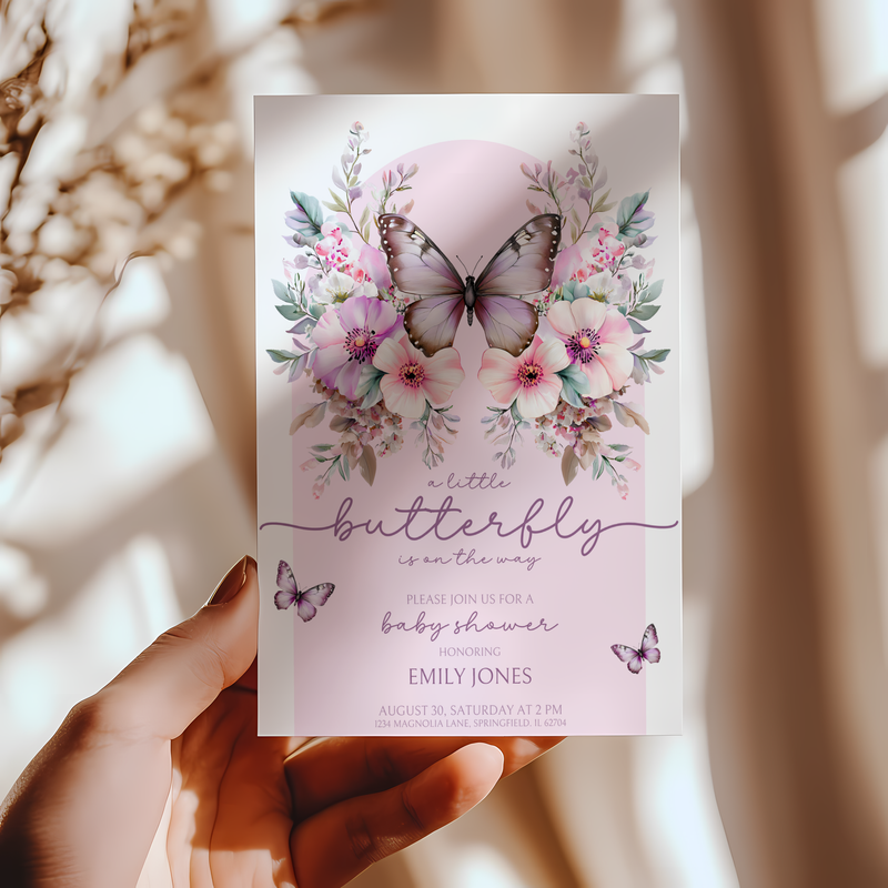 Baby Shower Invitation Bundle - Pink Butterfly BS41