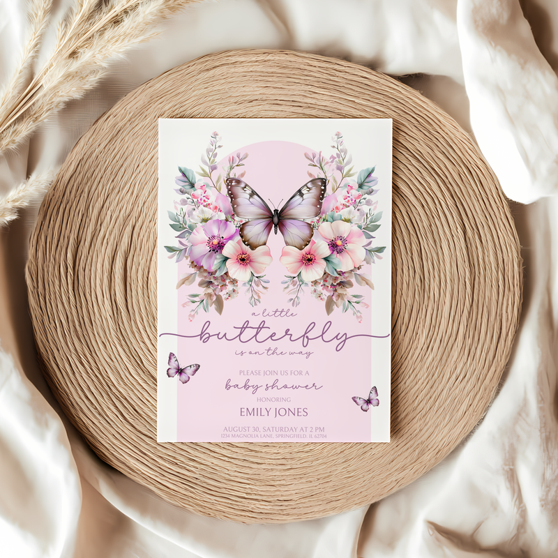 Baby Shower Invitation Bundle - Pink Butterfly BS41
