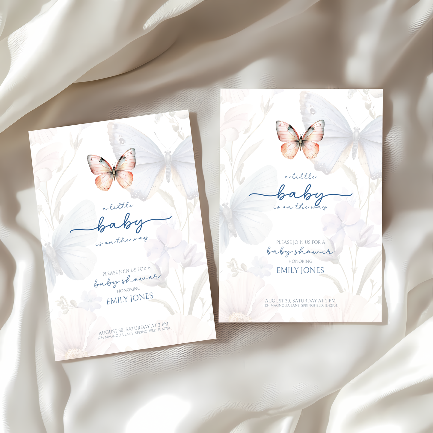Baby Shower Invitation - Butterfly Minimalistic BS42