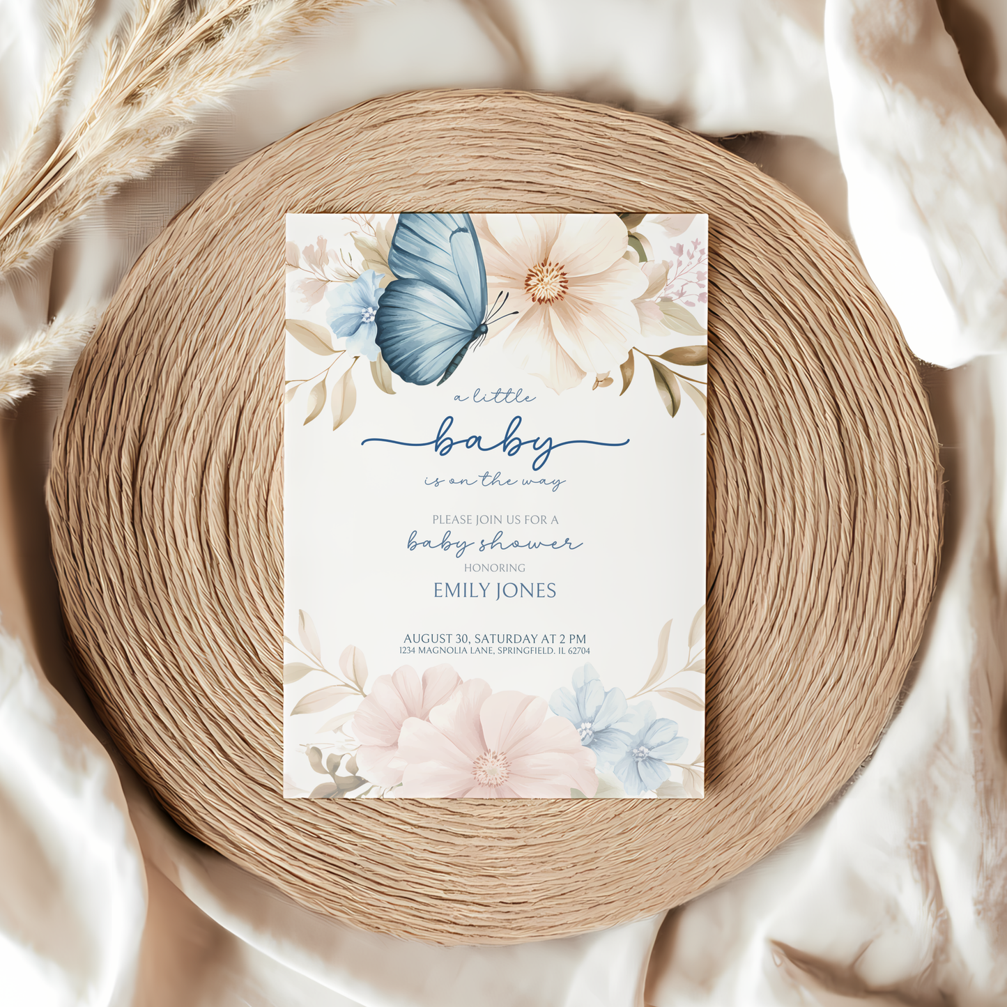 Baby Shower Invitation - Blue Butterfly BS43