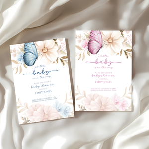 Baby Shower Invitation - Pink Butterfly BS44