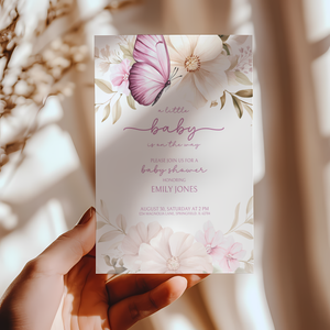 Baby Shower Invitation - Pink Butterfly BS44