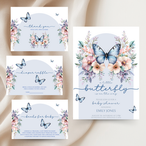 Baby Shower Invitation Bundle - Blue Butterfly BS40