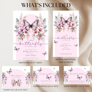 Baby Shower Invitation Bundle - Pink Butterfly BS41