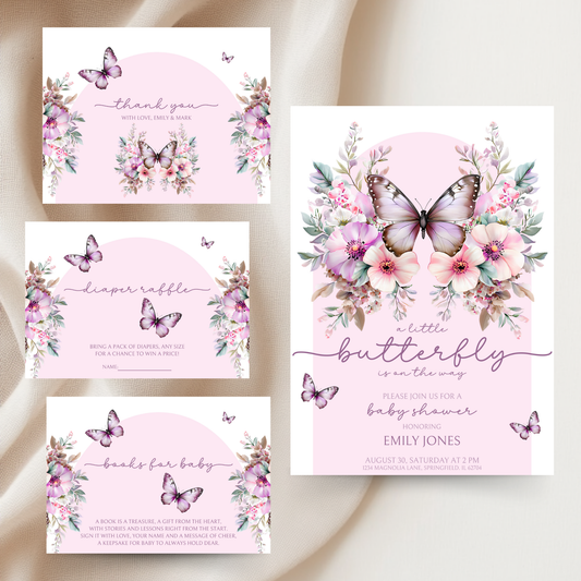 Baby Shower Invitation Bundle - Pink Butterfly BS41