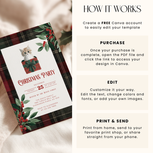 Christmas Cat Holiday Party Invitation L69
