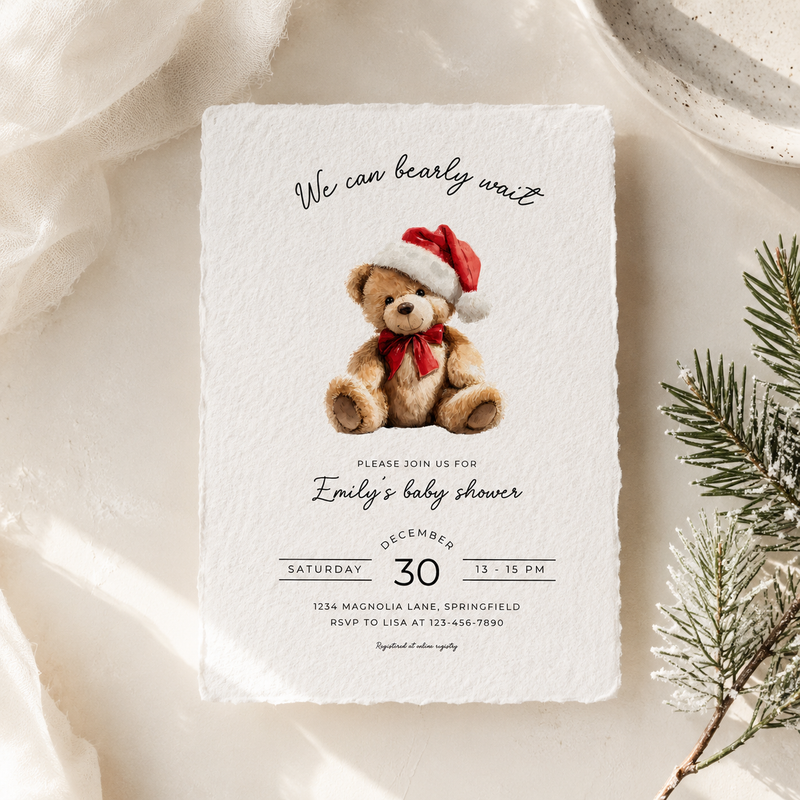 Christmas Bear Baby Shower Invitation BS245