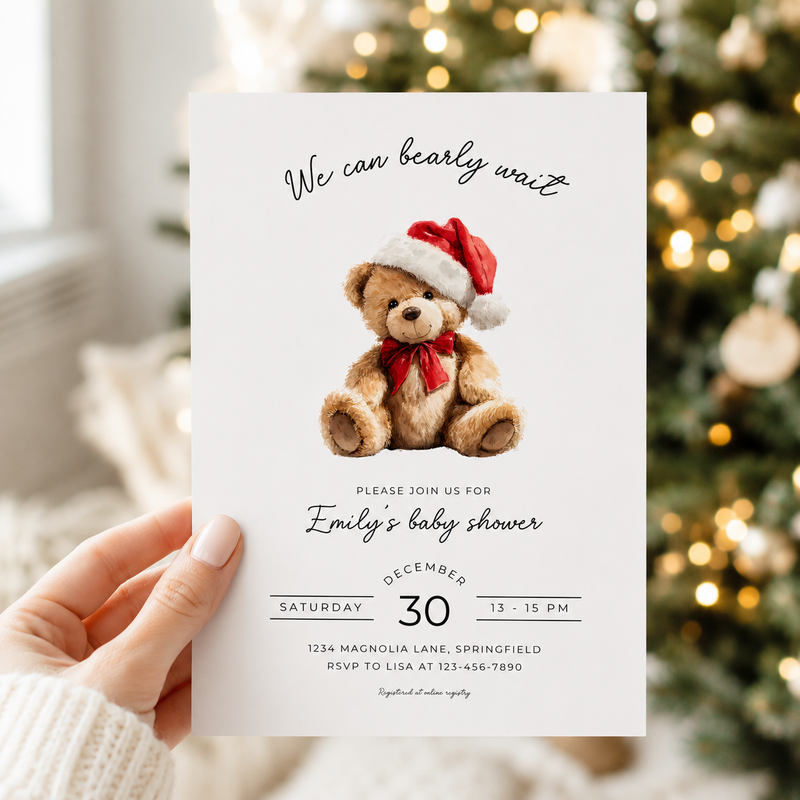 Christmas Bear Baby Shower Invitation BS245