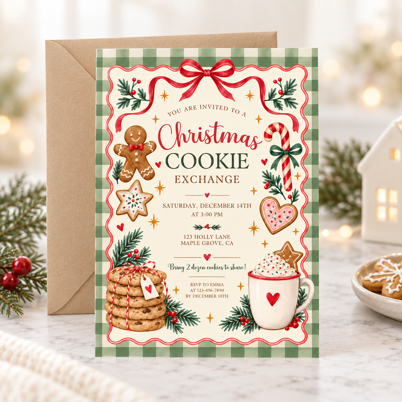 Christmas Cookie Exchange Invitation – Holiday Cookie Swap L187