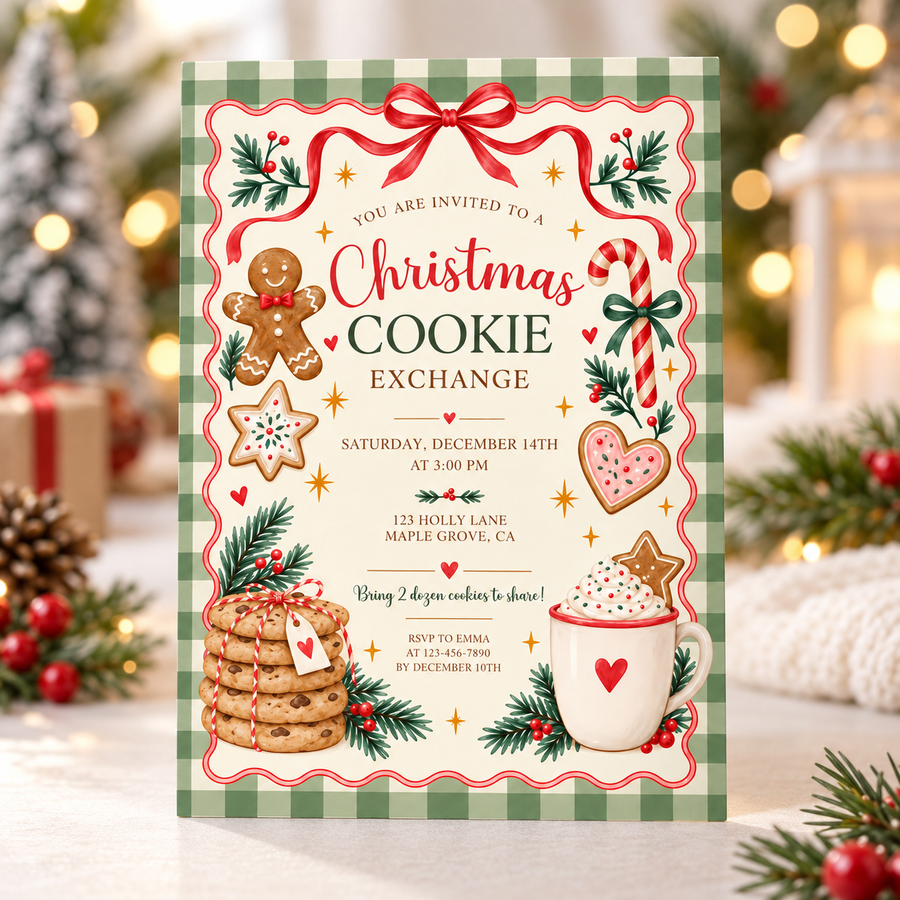 Christmas Cookie Exchange Invitation – Holiday Cookie Swap L187