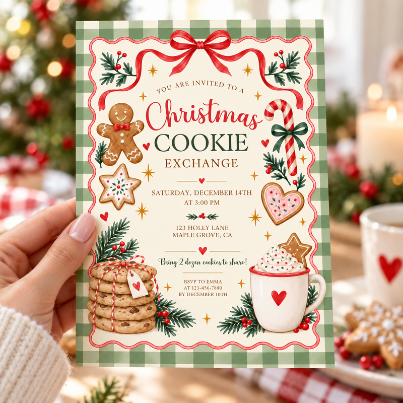 Christmas Cookie Exchange Invitation – Holiday Cookie Swap L187