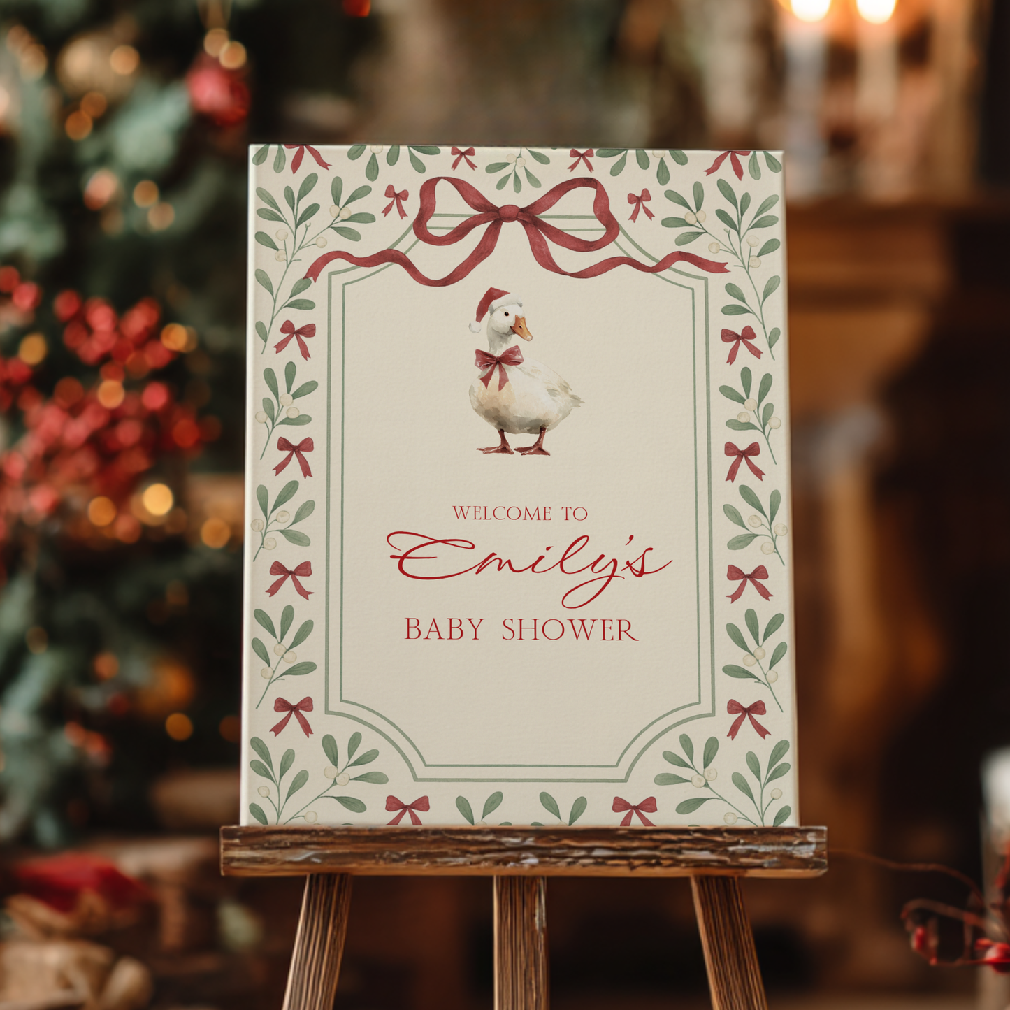 Vintage Christmas Goose Baby Shower Welcome Sign BS251