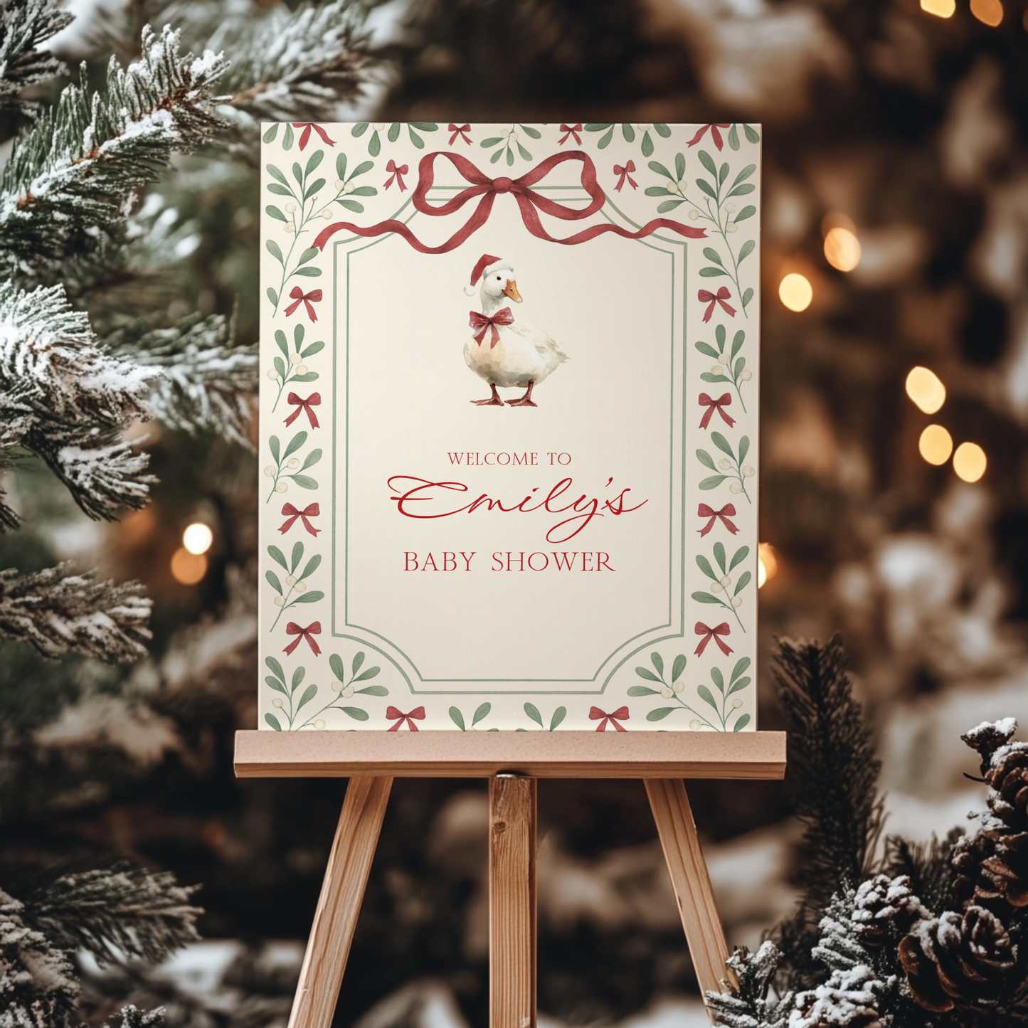 Vintage Christmas Goose Baby Shower Welcome Sign BS251