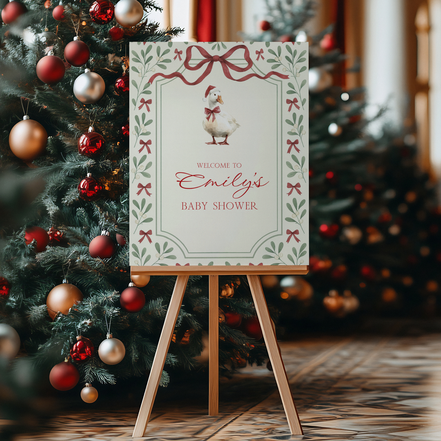 Vintage Christmas Goose Baby Shower Welcome Sign BS251