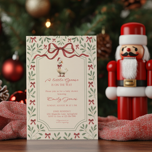 Baby Shower Invitation - Little Goose Christmas Baby Shower Invitation BS251