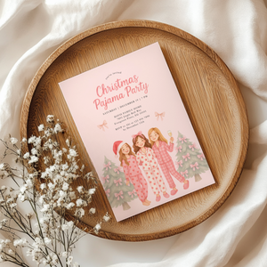 Christmas Pajama Party Invitation Template for Adult (Champagne) L34