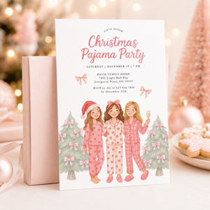 Christmas Pajama Party Invitation Template for Adult (Champagne) L34