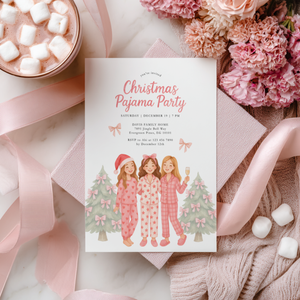 Christmas Pajama Party Invitation Template for Adult (Champagne) L34