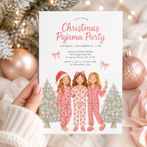 Christmas Pajama Party Invitation Template for Adult (Champagne) L34