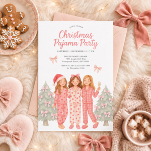Christmas Pajama Party Invitation Template for Adult (Champagne) L34