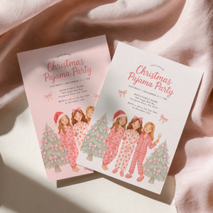 Christmas Pajama Party Invitation Template for Adult (Champagne) L34