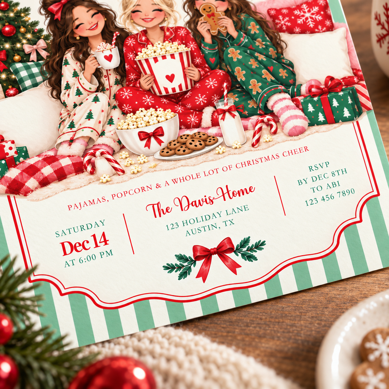 Christmas Pajama Party Invitation L179