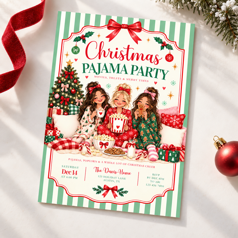 Christmas Pajama Party Invitation L179