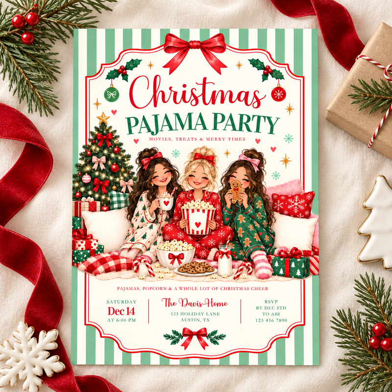 Christmas Pajama Party Invitation L179