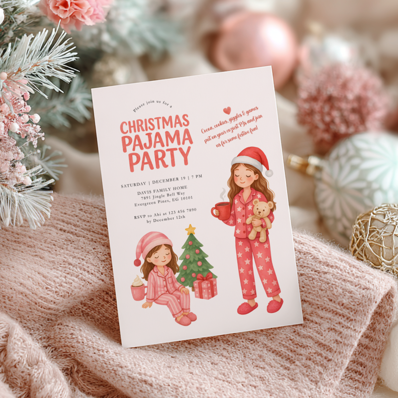 Christmas Pajama Party Invitation Template L33
