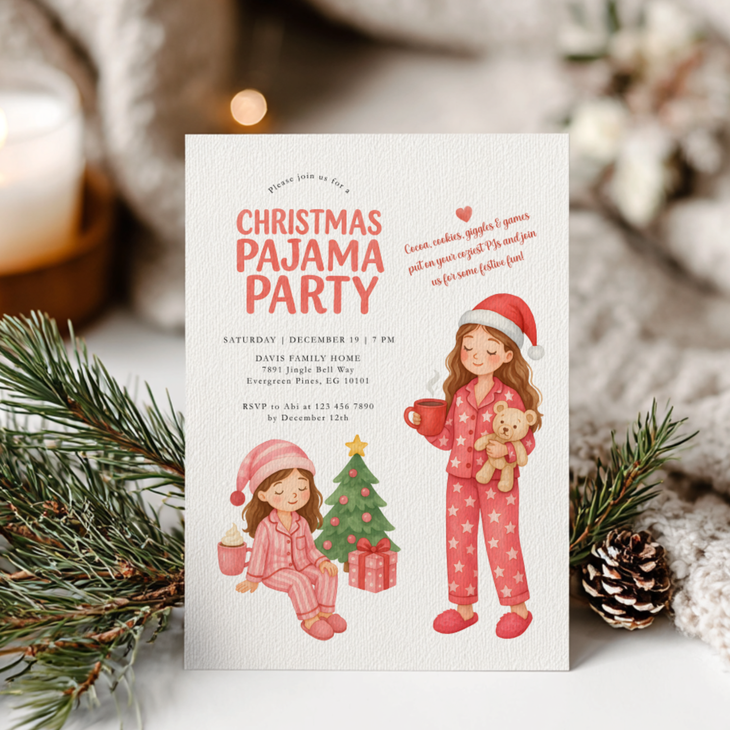 Christmas Pajama Party Invitation Template L33