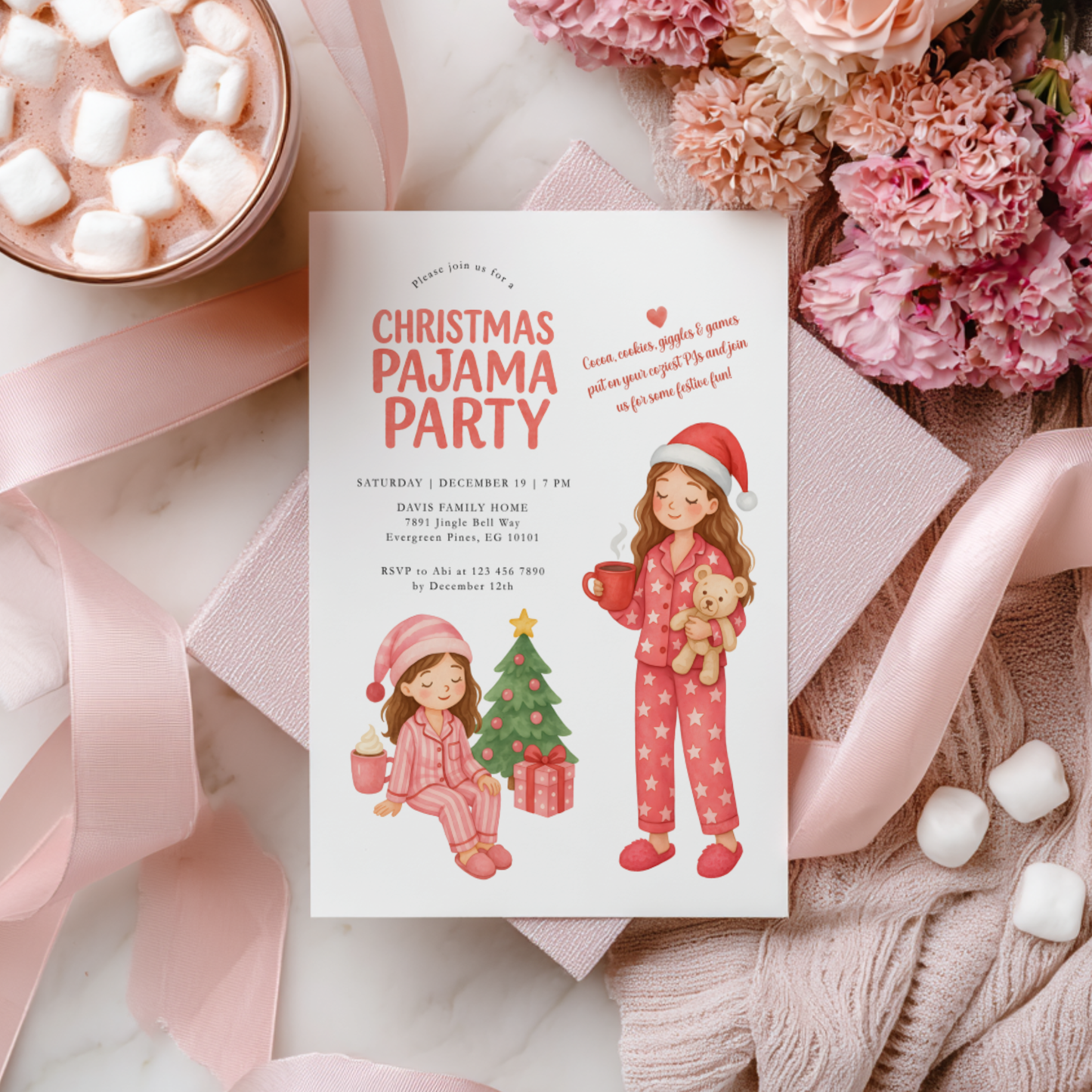 Christmas Pajama Party Invitation Template L33