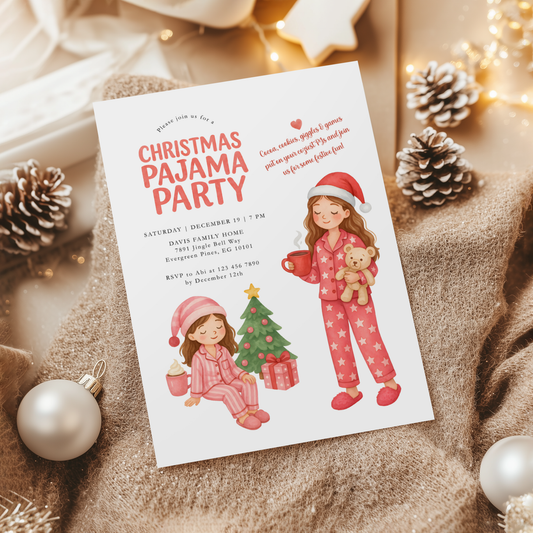 Christmas Pajama Party Invitation Template L33