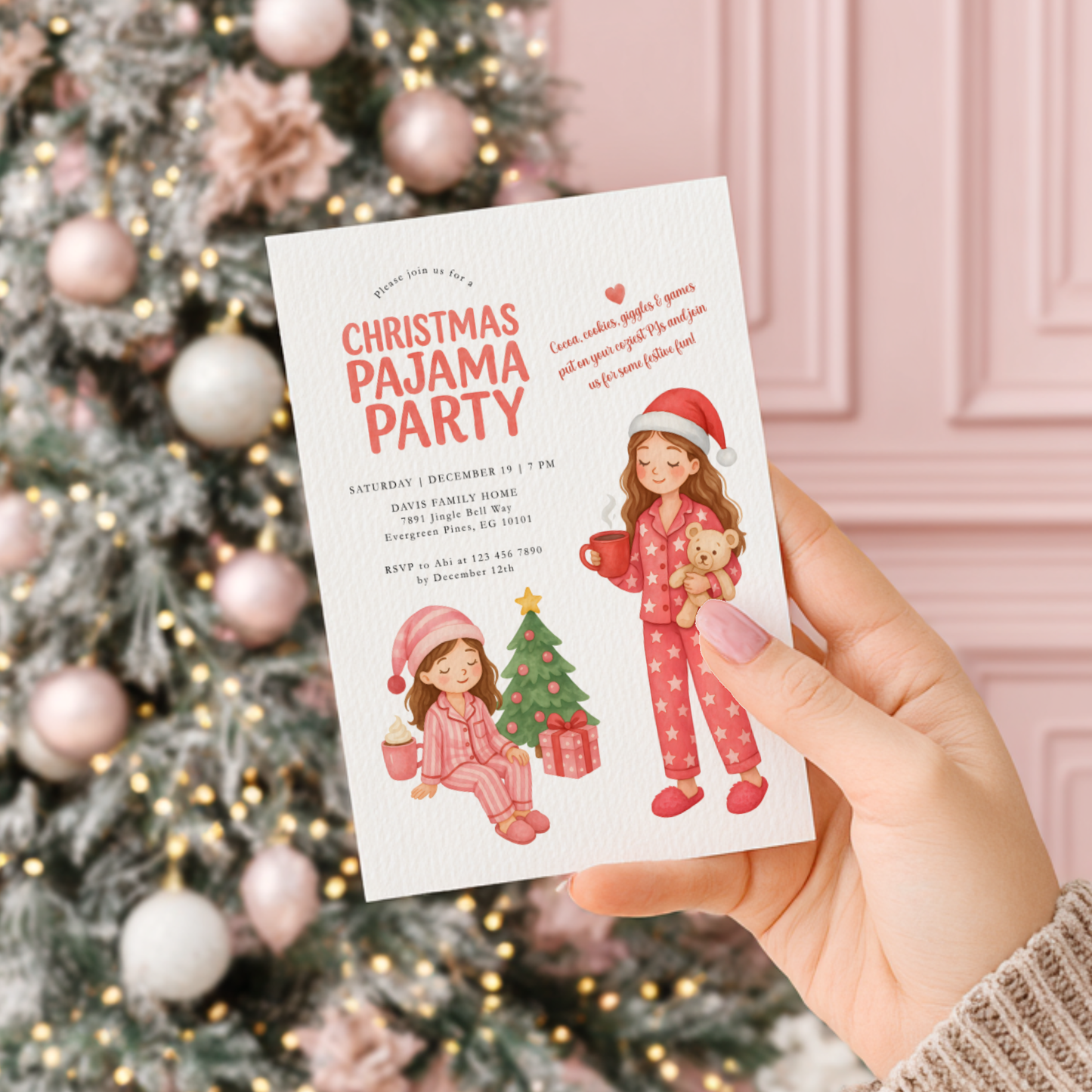 Christmas Pajama Party Invitation Template L33